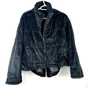Cushnie et Ochs Womens Quilted Zip-Up Jacket Clinched Black Size XL